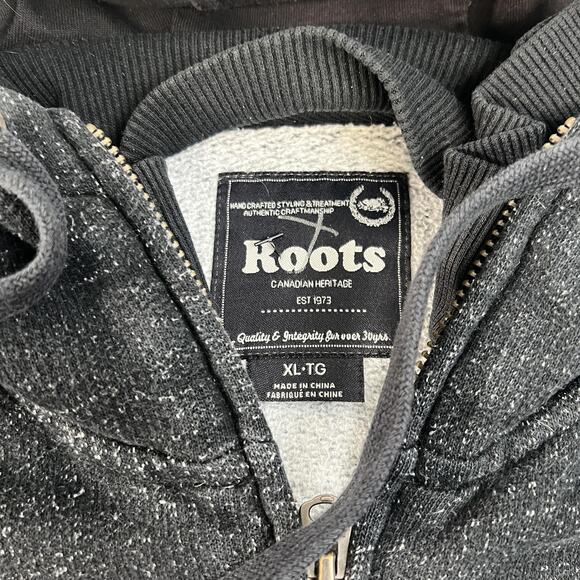 Roots Toronto Hoodie Sweatshirt Womens XL Black Heather Full Zip Fleece Canada - Picture 4 of 16